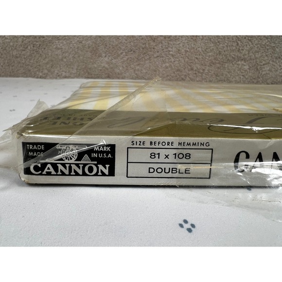 1960's Vintage Cannon Combspun Percale Double Bed Sheet Yellow Stripe RETRO‎ - Picture 4 of 12